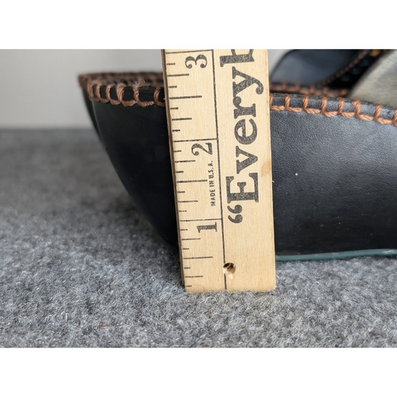 Indigo By Clarks Wedge Womens Black Leather Embroidered Sandals Size 8.5M - Picture 6 of 12